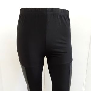 NWT ZANZEA Street Wear Black Faux Leather Tuxedo Striped  Leggings SZ L